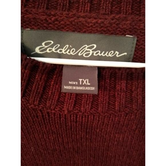 Men's Eddie Bauer Men's Large Burgundy sweater. Size Tall XLarge. - Picture 2 of 6